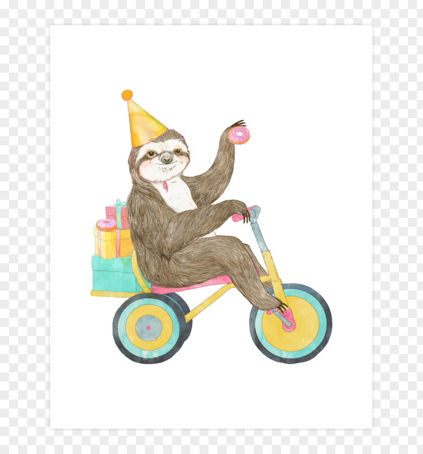 Birthday Sloth Greeting & Note Cards T-shirt PNG