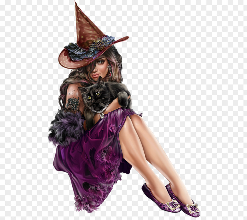 Witch Cat Model Fashion Female PNG