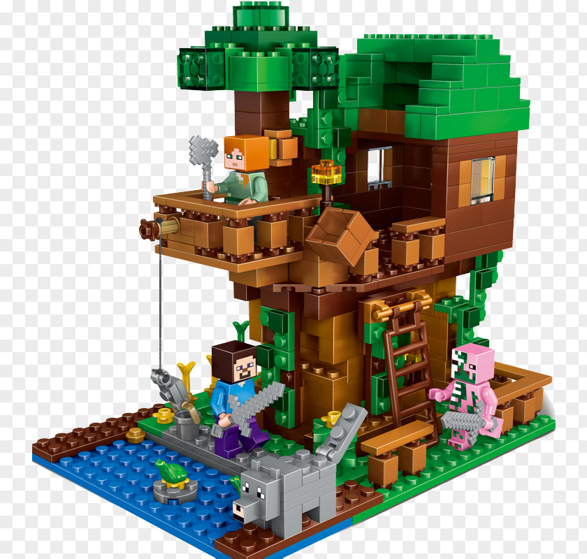My World Lego Tree House Minecraft Toy Block Minifigure PNG