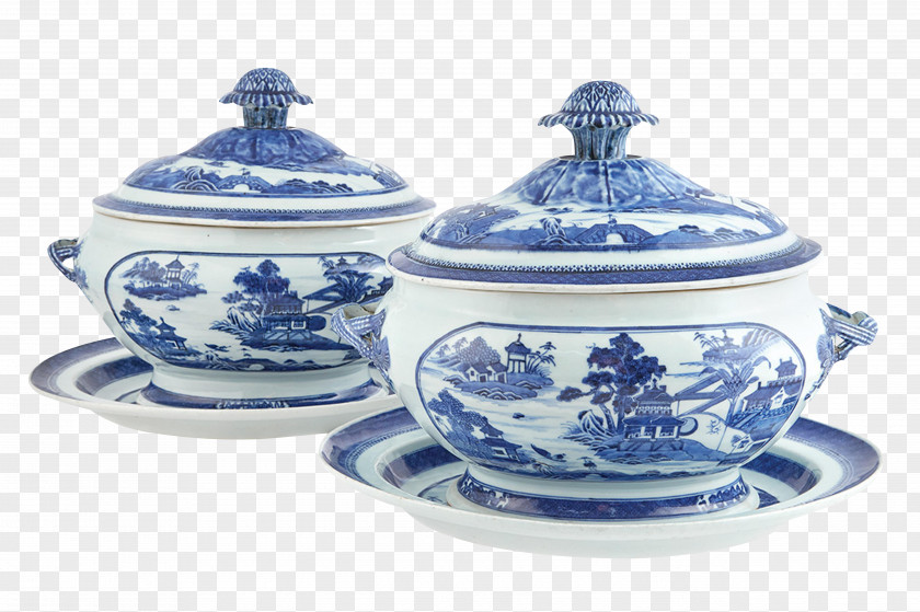 The Blue And White Porcelain Tureen Pottery Ceramic Chinese Export PNG