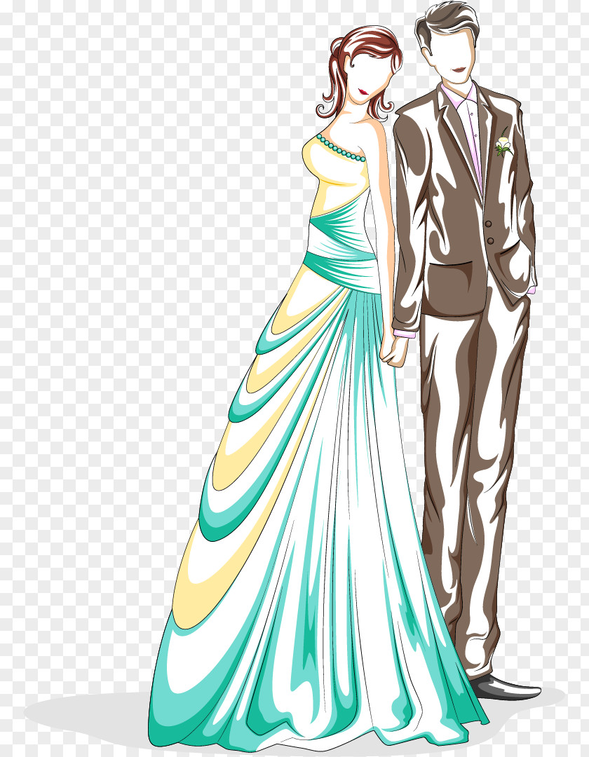 Valentines Day Painted The Bride And Groom Wedding Invitation PNG