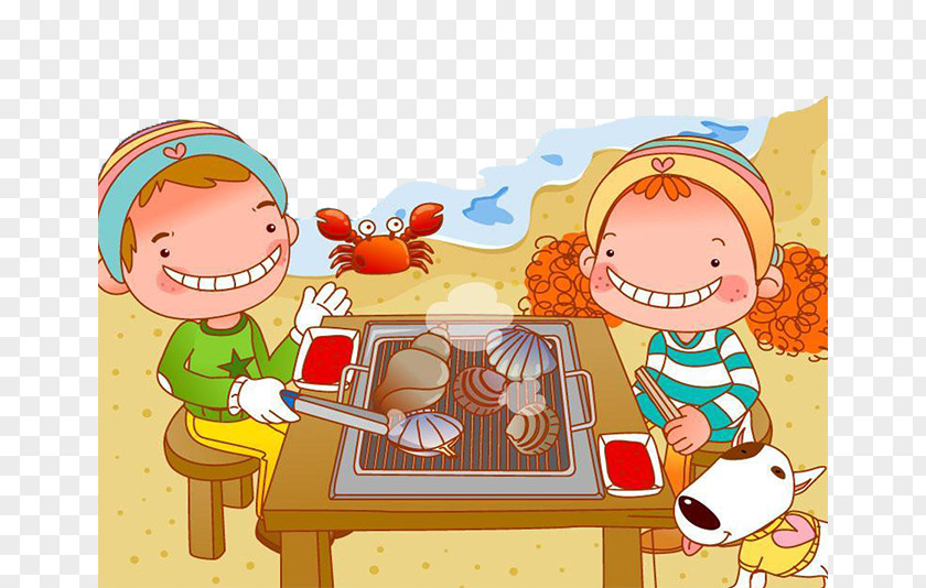 Barbecue On The Beach Cartoon Picnic Illustration PNG