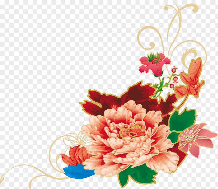 In October Peony Flowers Mooncake Mid-Autumn Festival Traditional Chinese Holidays PNG
