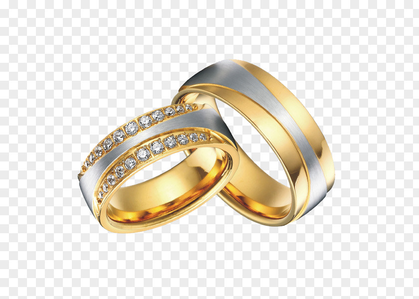 A Pair Of Rings Cubic Zirconia Wedding Ring Engagement Gold PNG