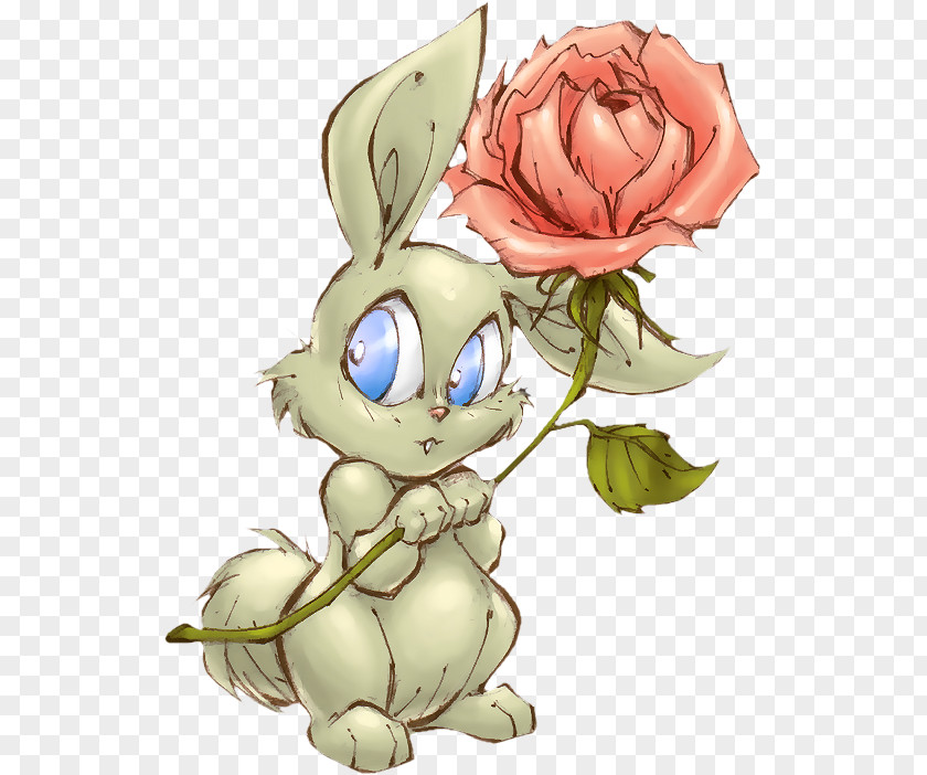 With Roses Bunny Easter Cottontail Rabbit Bear Snowshoe Hare PNG