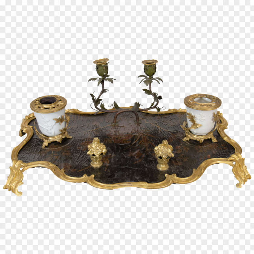 Chinoiserie France Desk Bronze Inkwell Lacquer PNG