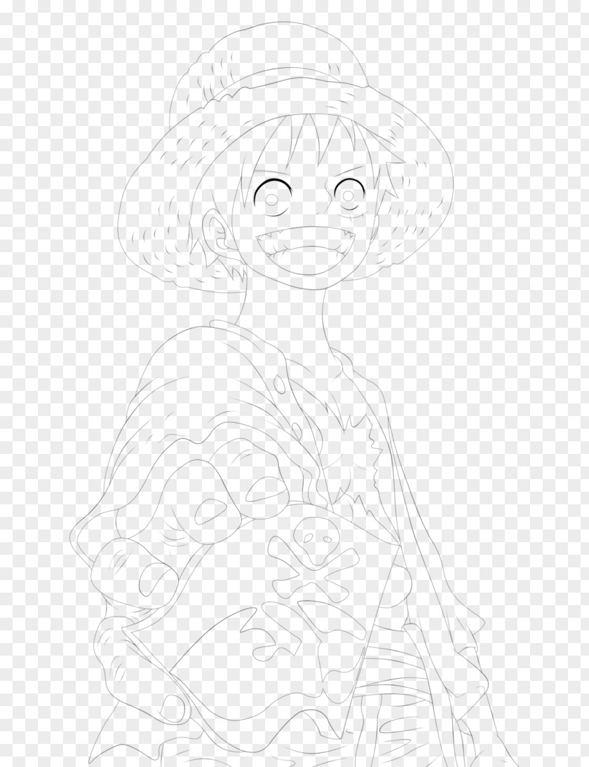 One Piece Line Art Drawing Sketch PNG