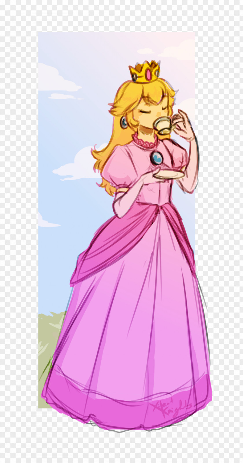 Princess And Knight Fairy Gown Cartoon Pink M PNG