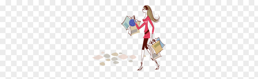 Shopping For Women Cartoon Woman Illustration PNG