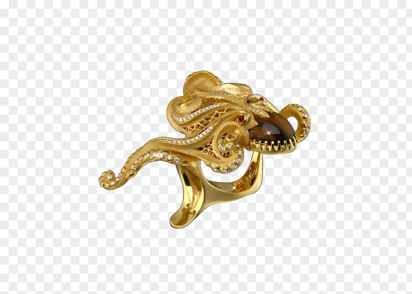 Octopus Tentacles 01504 Gold Body Jewellery Brass PNG