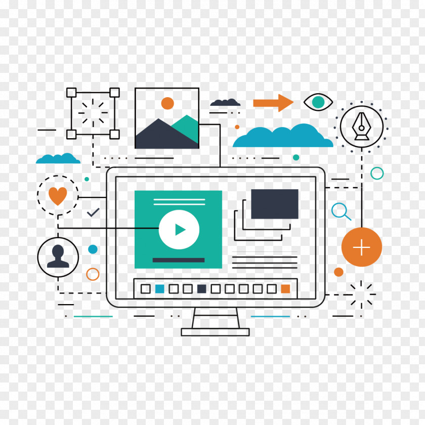 Creative Internet Computer Elements Marketing Business Illustration PNG