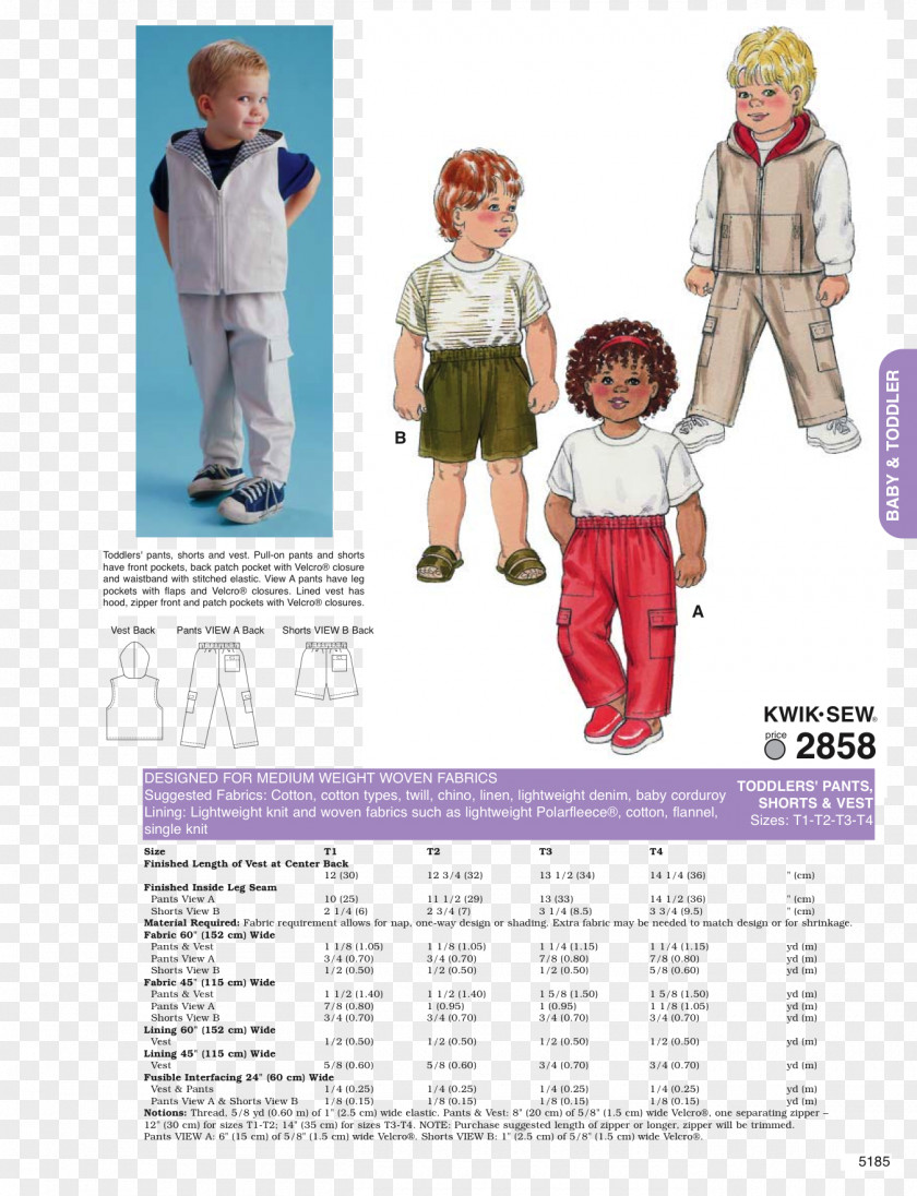 Child Sewing Pants Shorts Outerwear Pattern PNG