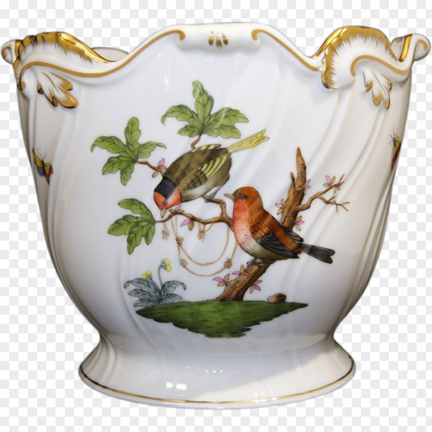 Hand-painted Architecture Herend Vase Flowerpot Porcelain Cachepot PNG