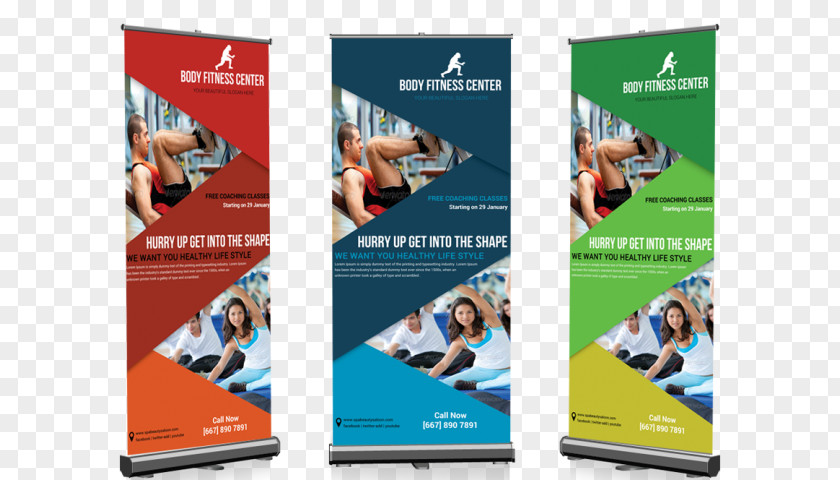 Rollup Bundle Physical Fitness Centre Web Template Advertising Banner PNG