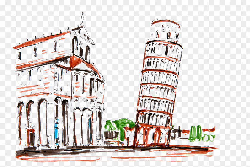 Famous Buildings Leaning Tower Of Pisa Drawing Italy Architecture PNG