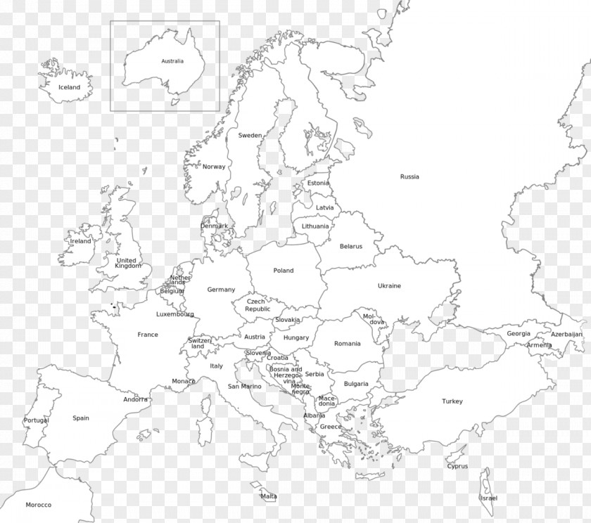 Map Europe World Black And White Blank PNG