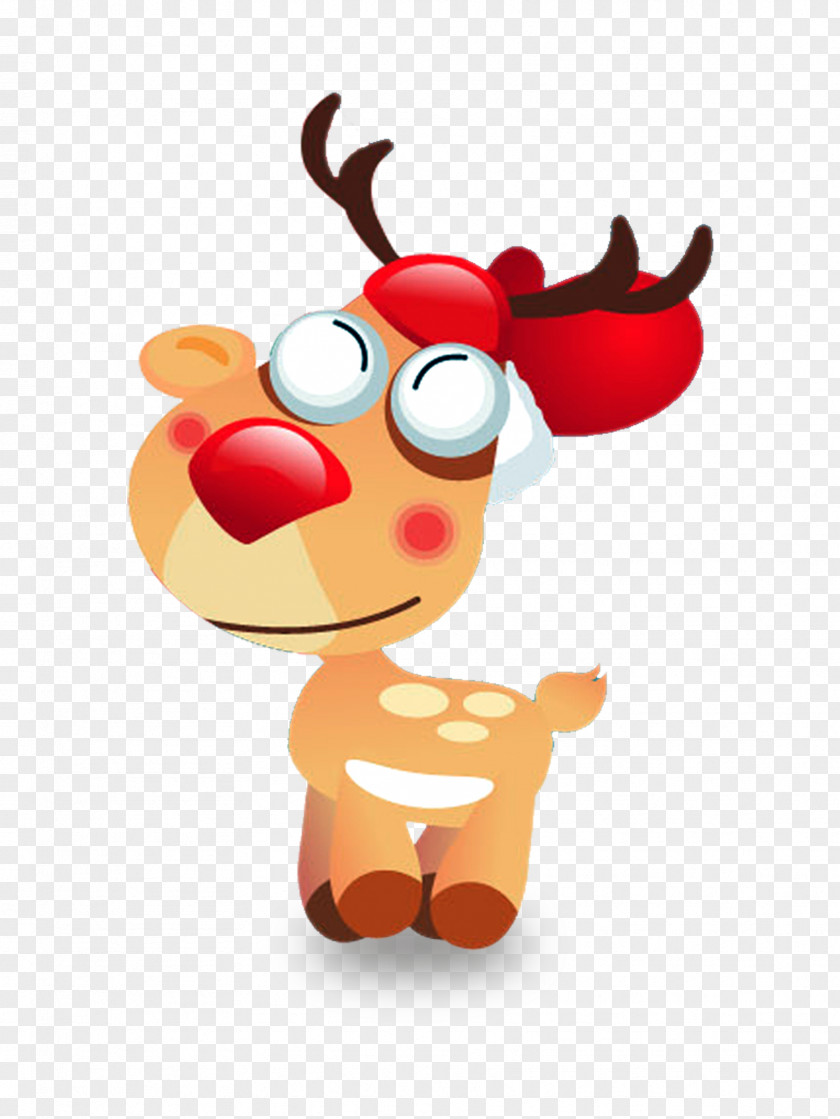 Christmas Hat Wearing Reindeer Santa Claus Deer PNG