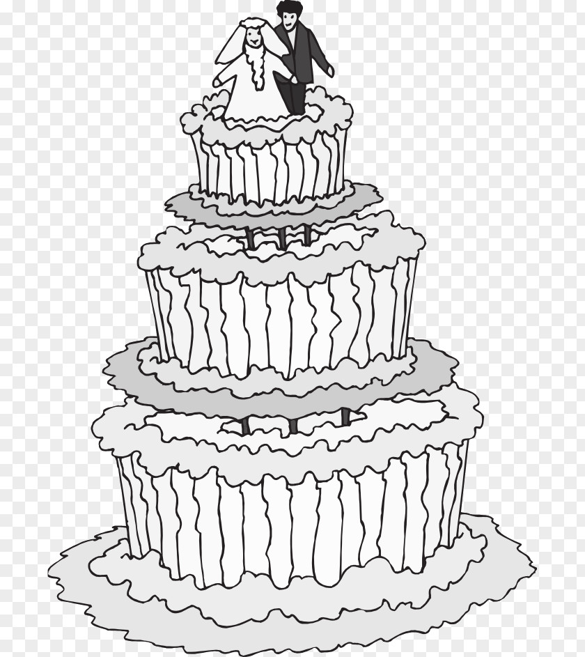 Wedding Cake Clipart Marriage At Cana Coloring Book Ausmalbild Line Art PNG