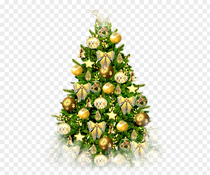 Golden Christmas Tree Clip Art PNG