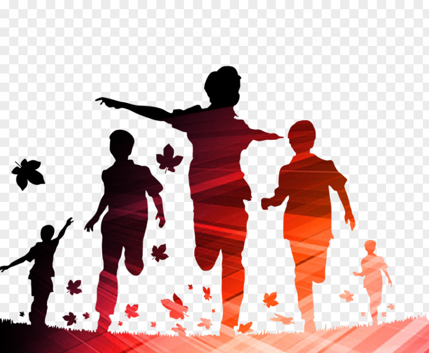 Silhouette Teenager Running Child Boy PNG