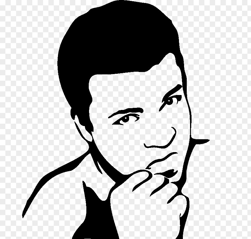 Mohamed Ali Wall Decal Black And White Portrait Sticker PNG