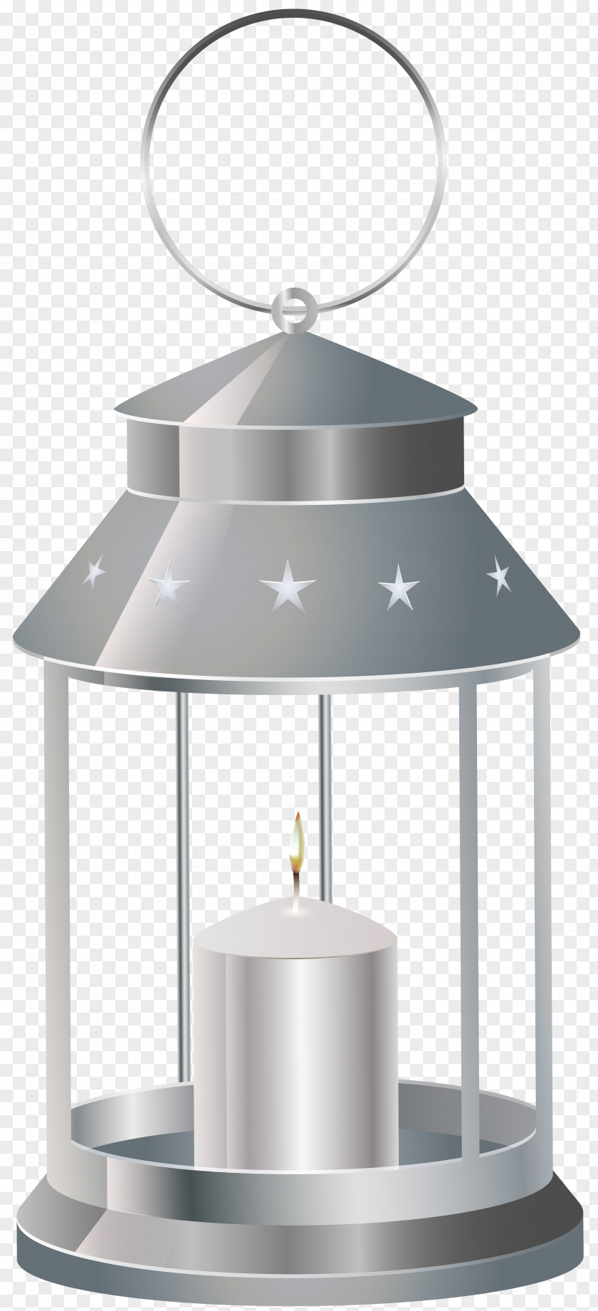 Silver Lantern With Candle Transparent Clip Art Image PNG