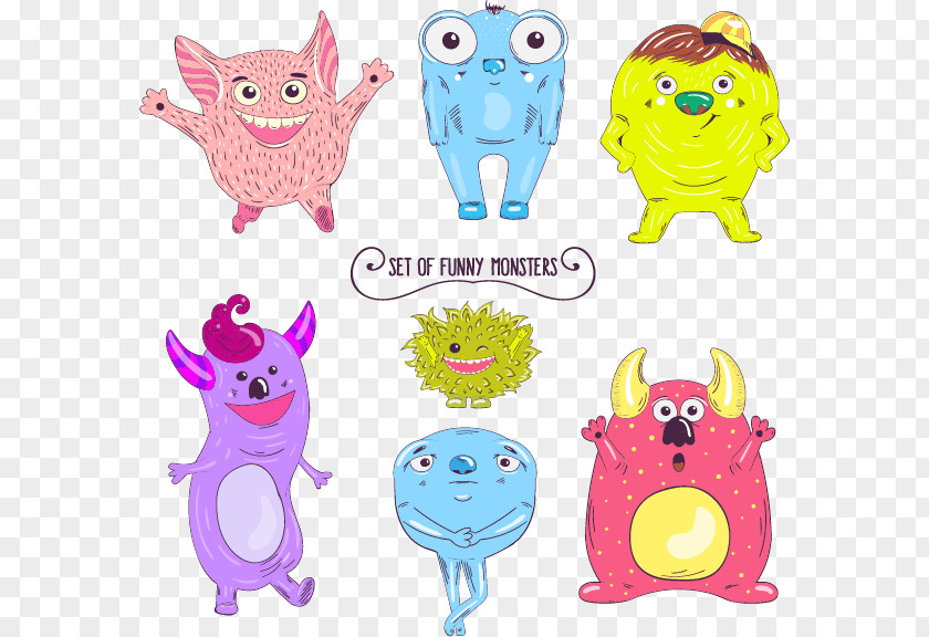 Vector Cute Monster Animal Material Cartoon Clip Art PNG