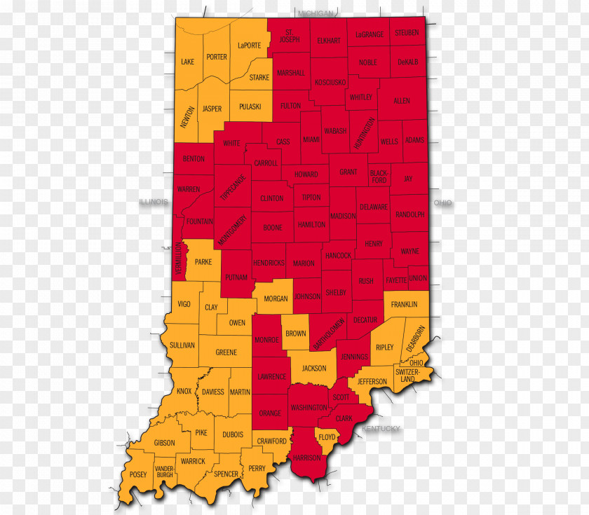 Radon Mitigation Allen County, Indiana Decay Product Map PNG