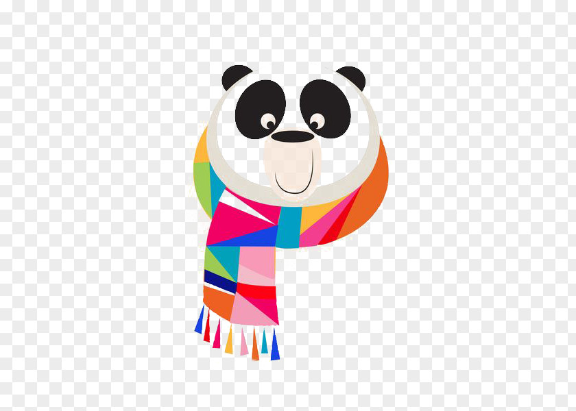 Panda Giant Scarf Illustration PNG