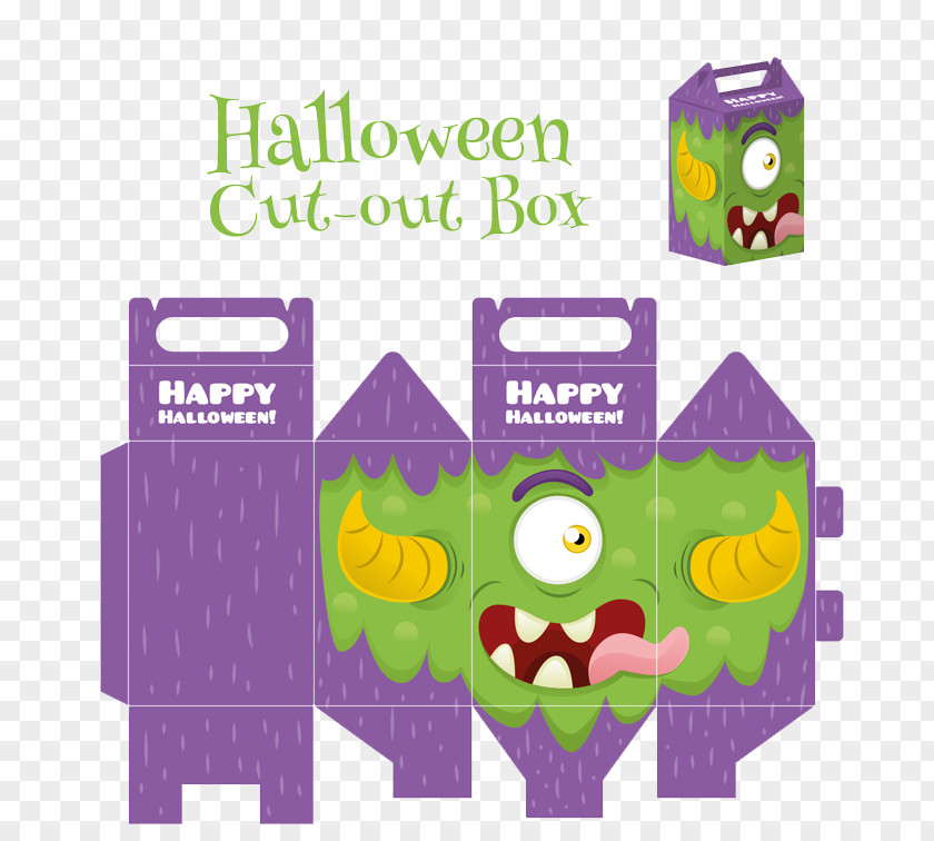 Halloween One-eyed Monster Box Illustration PNG