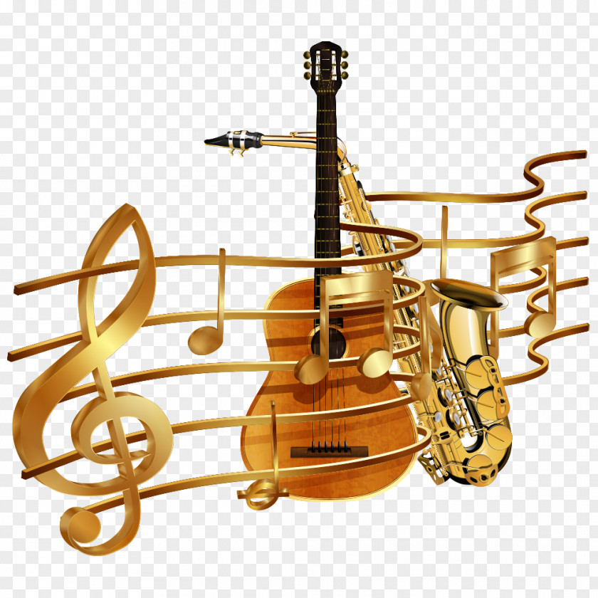 Vector Musical Notes With Gold Note Clef Stock Illustration PNG