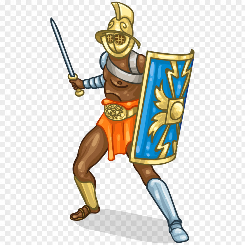 Gladiator Helmet Knight Sword Cartoon PNG