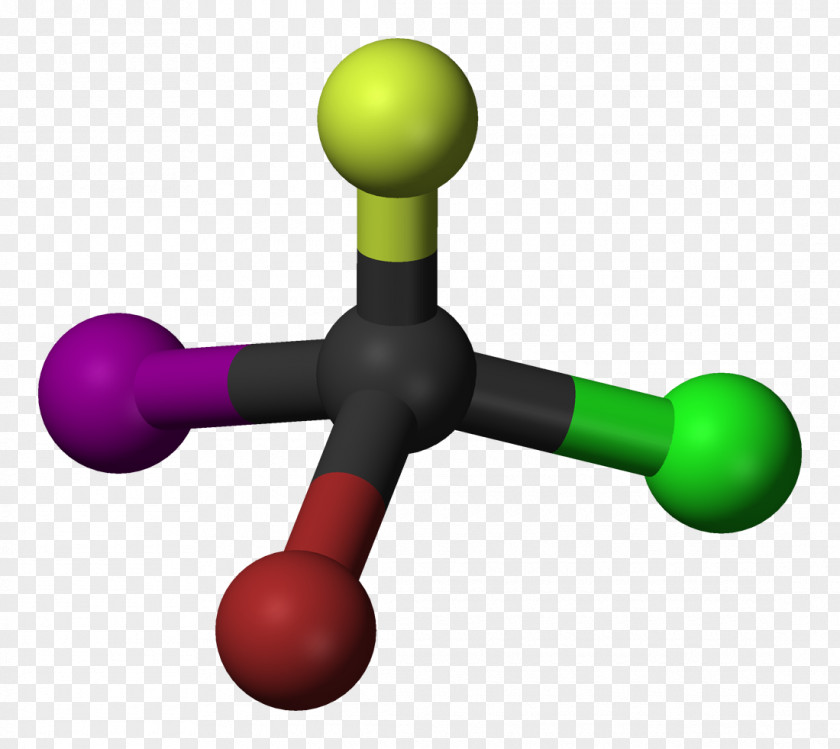 Ball-and-stick Model Bromochlorofluoroiodomethane Chlorine Haloalkane Aerosol Spray PNG