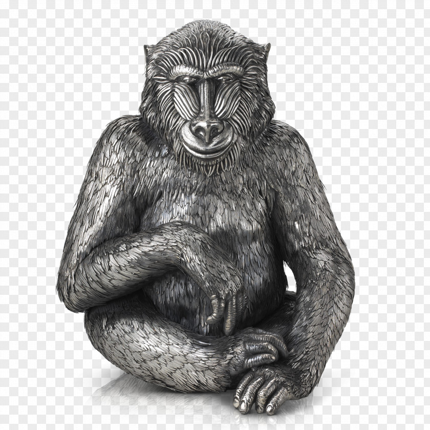 Gorilla Buccellati Primate Baboons Silver PNG