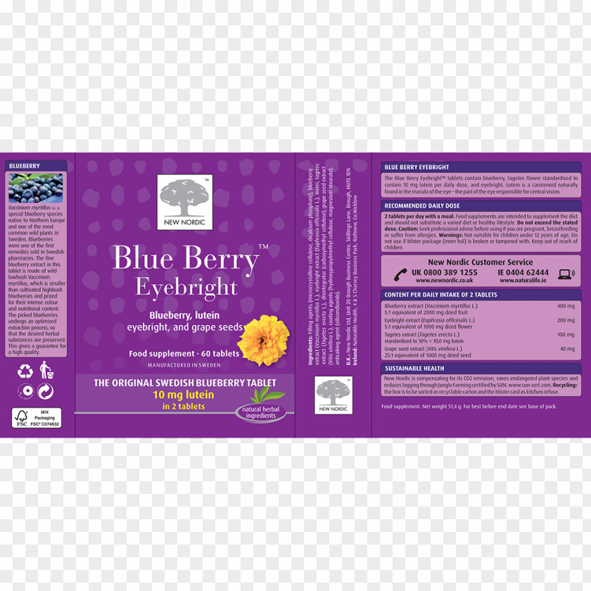 Tablet Blueberry Lutein Eyebright Brand PNG