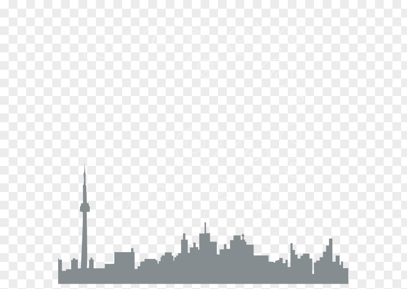 Night City Skyline Daytime White Black PNG