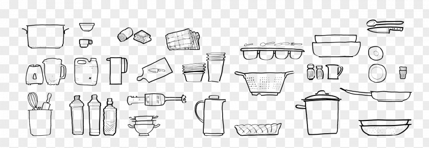 Color Kitchen Utensils Black And White Clip Art PNG
