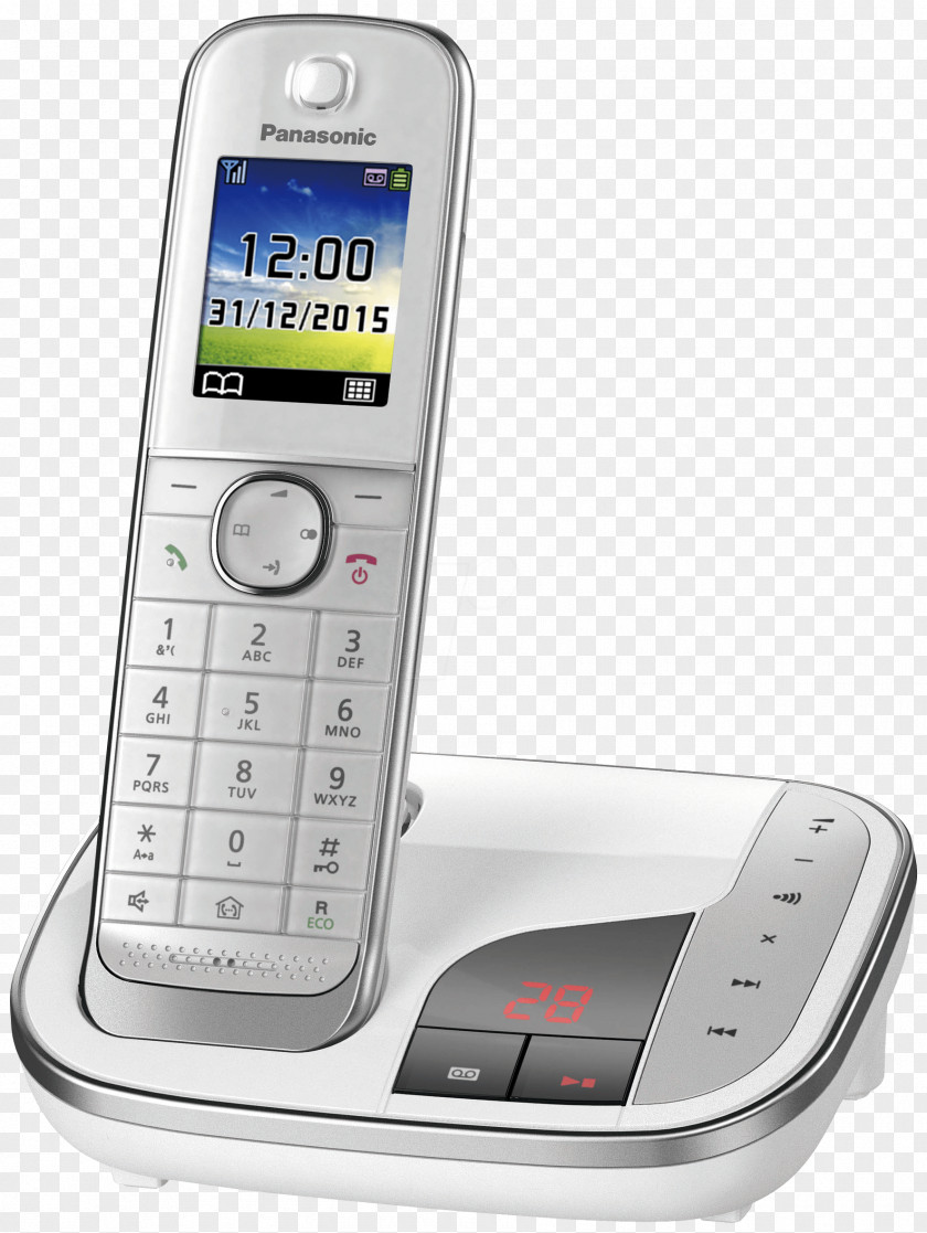 Answering Machine Cordless Analogue Panasonic KX-TGJ322GW Answerphone Telephone Digital Enhanced Telecommunications PNG