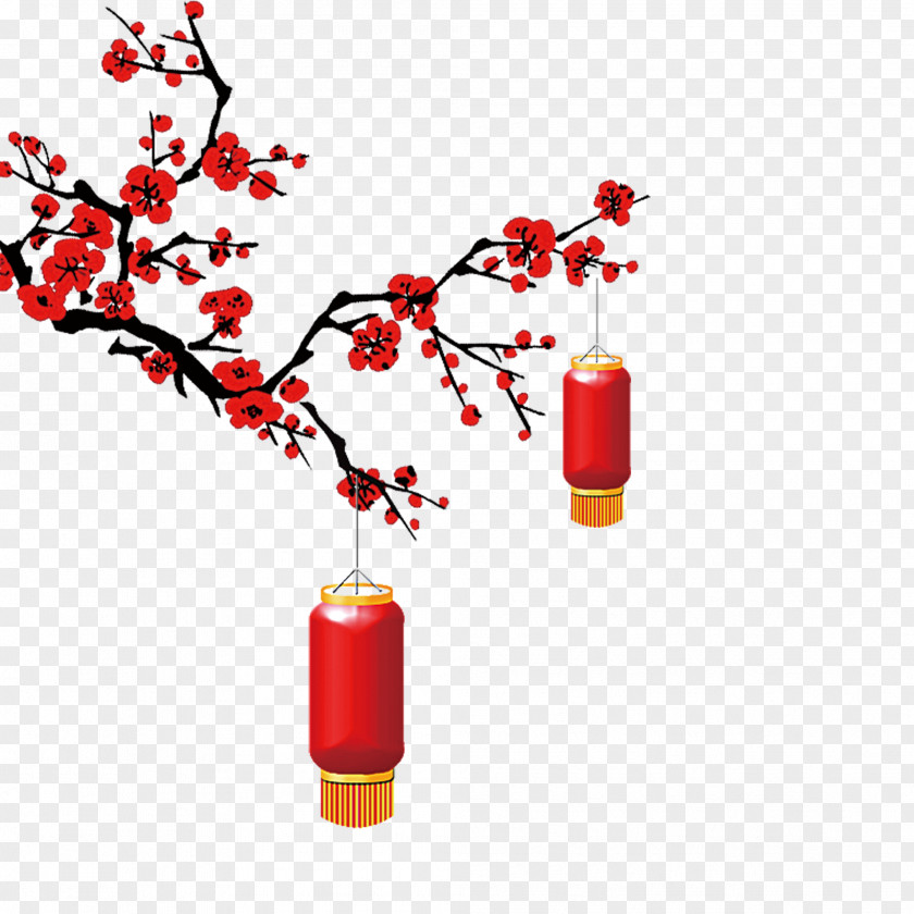 Camping Lantern Chinese New Year Plum Blossom Vector Graphics PNG