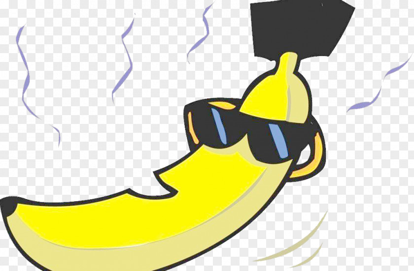 Cartoon Enjoy The Banana With Sunglasses Big PNG