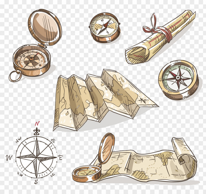 Cartoon Sailing Icon Image Compass Cardinal Direction Drawing Map PNG