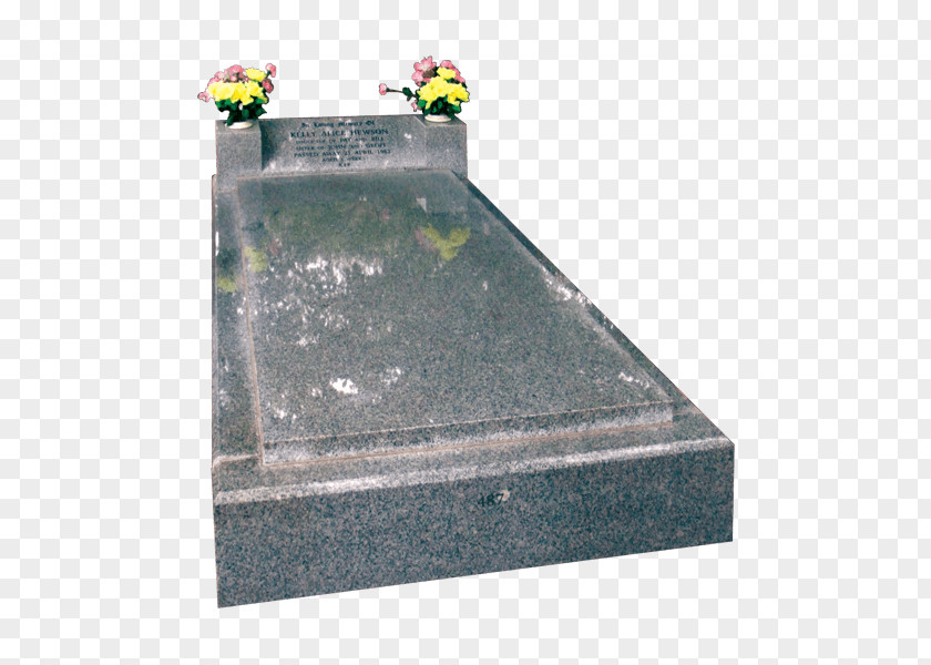 Grey Marble Granite Material Curb Headstone Monument PNG