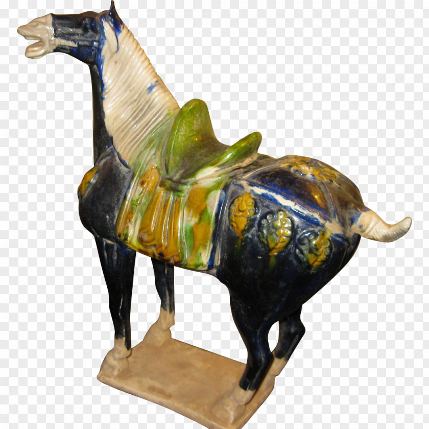 Pottery Tang Dynasty Sancai Standing Horse Figure, Canberra Hungarian Sport Ceramic Glaze PNG