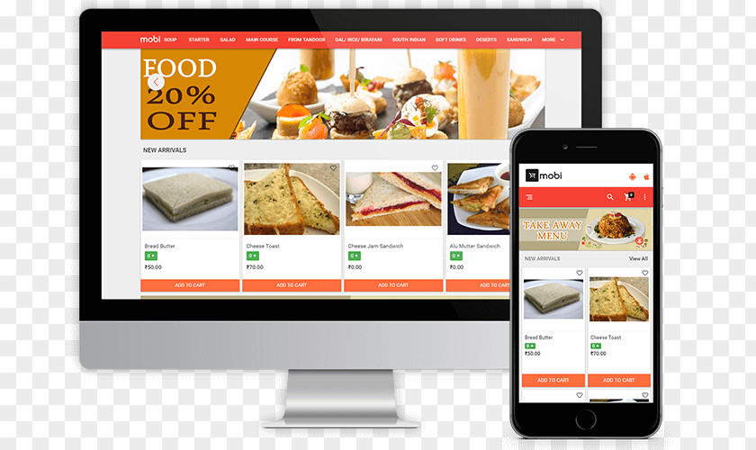 Responsive Website Online Food Ordering Restaurant Delivery PNG