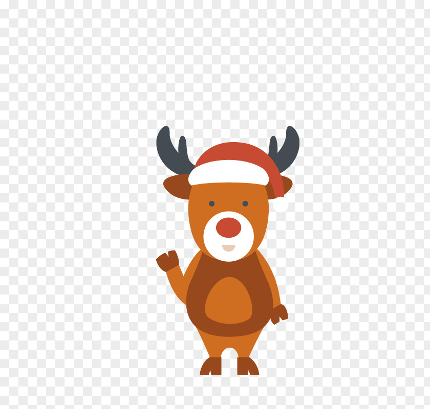 Cute Reindeer Waving Santa Clauss Clip Art PNG
