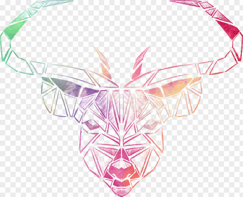 Vector Hand-painted Watercolor Cow Red Deer Euclidean Tiger Antler PNG