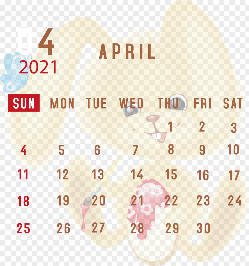 April 2021 Printable Calendar PNG