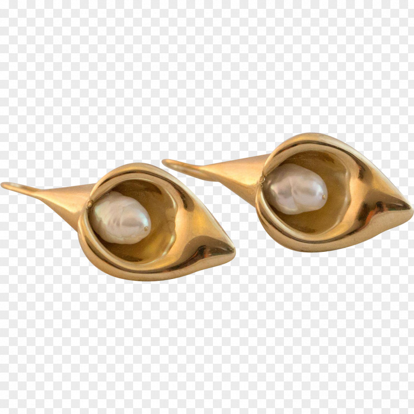 Callalily Earring Cultured Freshwater Pearls Jewellery Gold PNG