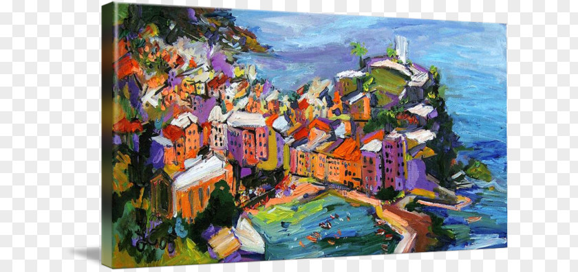 Cinque Terre Oil Painting Vernazza Gallery Wrap Canvas PNG