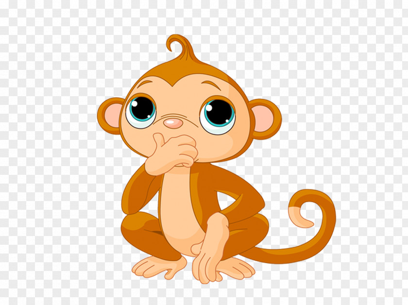 Thinking Monkey Cartoon Clip Art PNG